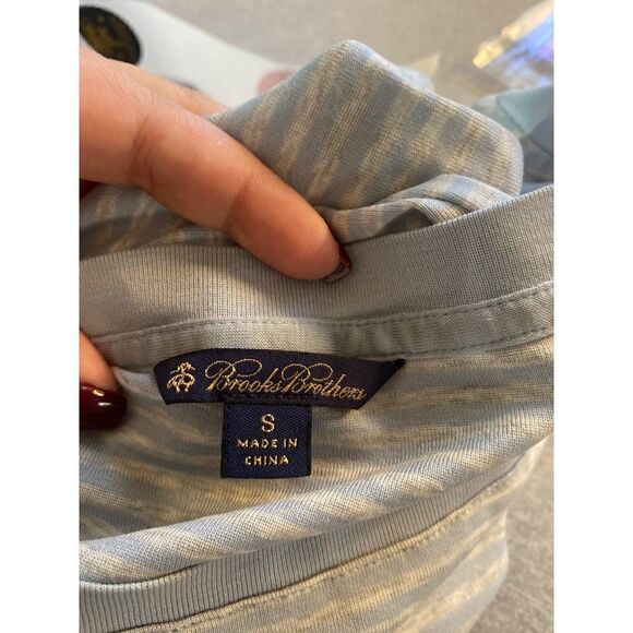 Brooks Brothers women's blue/grey striped cotton 3/4 sleeve thin shirt sz small - Picture 9 of 9